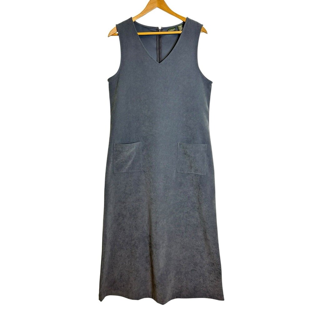 LL Bean Maxi Shift Dress Jumper Sz 8 Gray Layering Lagenlook Earthy Granola